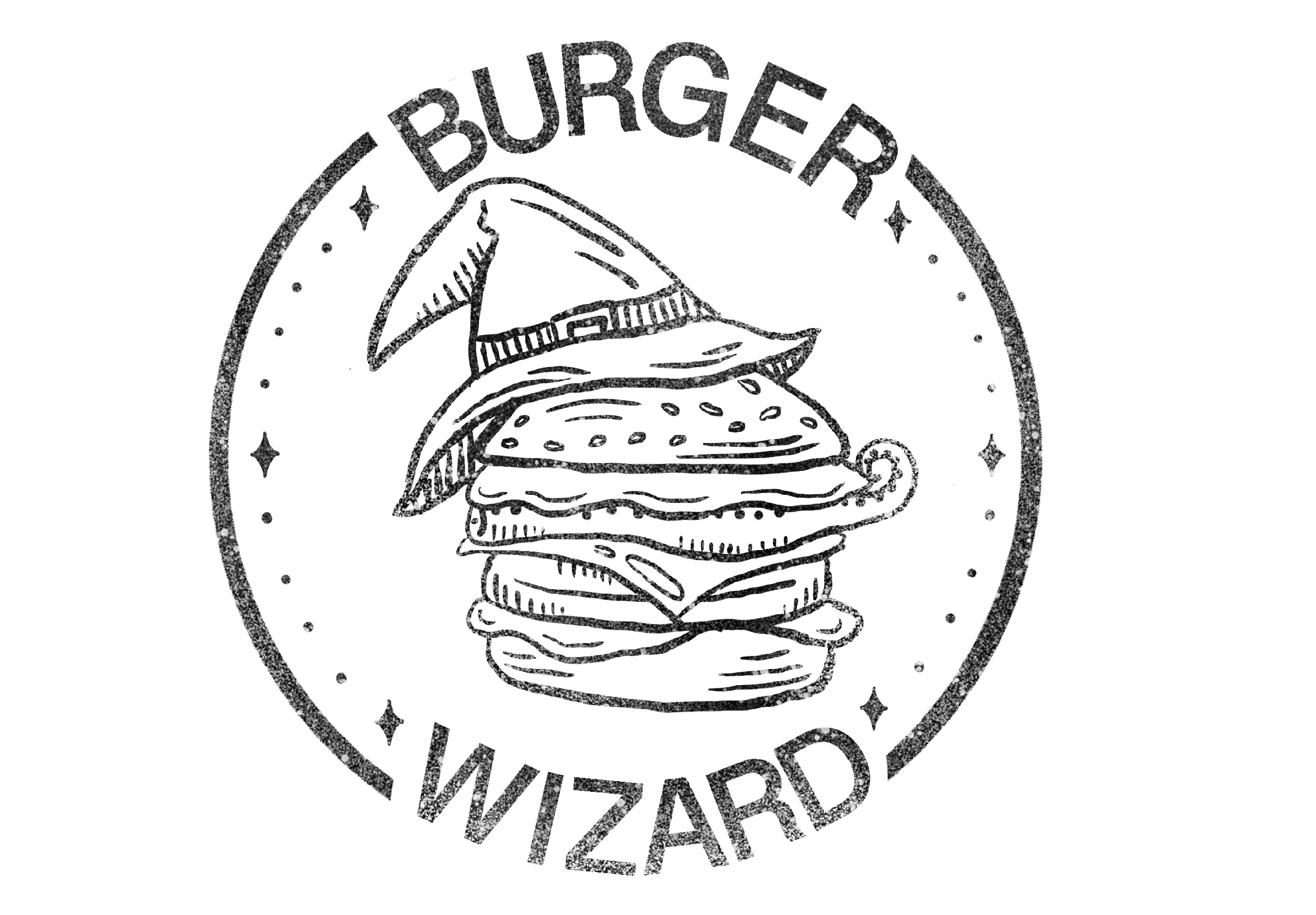 The logo to a TTRPG called Burger Wizard.