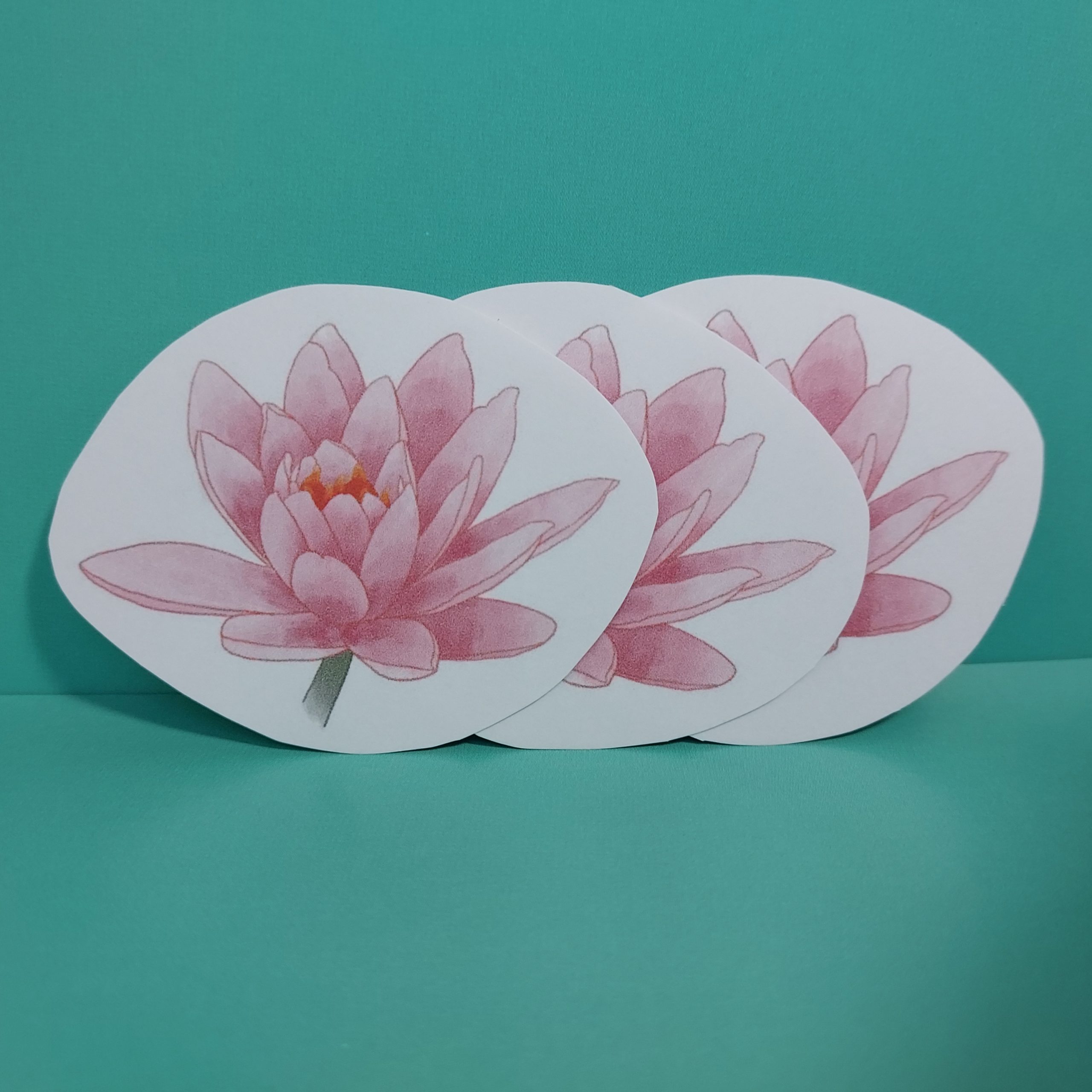 My digital painting of a water lily turned into stickers